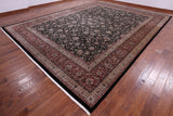 Black Persian Kashan  Hand Knotted Wool Rug - 12' 2" X 16' 0" - Golden Nile