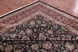 Black Persian Kashan  Hand Knotted Wool Rug - 12' 2" X 16' 0" - Golden Nile