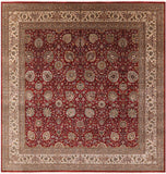 Red Square Persian Tabriz Handmade Wool Rug - 12' 0" X 12' 2" - Golden Nile