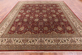 Red Square Persian Tabriz Handmade Wool Rug - 12' 0" X 12' 2" - Golden Nile