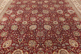 Red Square Persian Tabriz Handmade Wool Rug - 12' 0" X 12' 2" - Golden Nile