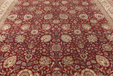 Red Square Persian Tabriz Handmade Wool Rug - 12' 0" X 12' 2" - Golden Nile