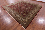 Red Square Persian Tabriz Handmade Wool Rug - 12' 0" X 12' 2" - Golden Nile