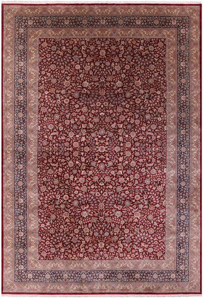 Red Persian Tabriz Hand Knotted Wool Rug - 11' 6" X 17' 6" - Golden Nile