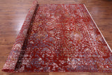 Red Abstract Contemporary Hand Knotted Wool & Silk Rug - 9' 1" X 12' 2" - Golden Nile