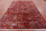 Red Abstract Contemporary Hand Knotted Wool & Silk Rug - 9' 1" X 12' 2" - Golden Nile