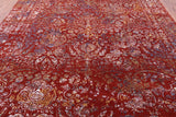 Red Abstract Contemporary Hand Knotted Wool & Silk Rug - 9' 1" X 12' 2" - Golden Nile