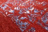 Red Abstract Contemporary Hand Knotted Wool & Silk Rug - 9' 1" X 12' 2" - Golden Nile