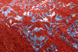 Red Abstract Contemporary Hand Knotted Wool & Silk Rug - 9' 1" X 12' 2" - Golden Nile