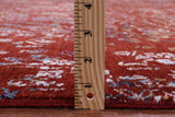 Red Abstract Contemporary Hand Knotted Wool & Silk Rug - 9' 1" X 12' 2" - Golden Nile