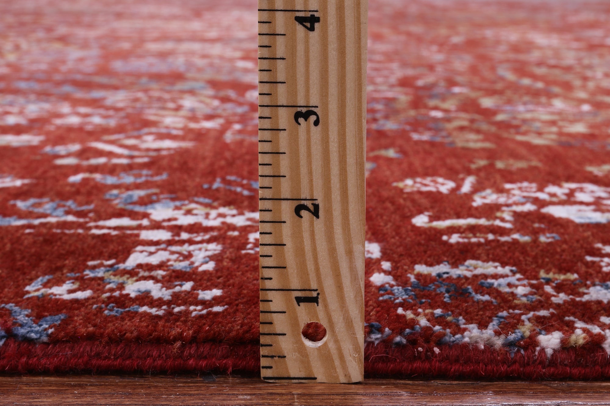 Red Abstract Contemporary Hand Knotted Wool & Silk Rug - 9' 1" X 12' 2" - Golden Nile