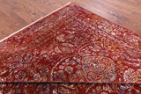 Red Abstract Contemporary Hand Knotted Wool & Silk Rug - 9' 1" X 12' 2" - Golden Nile