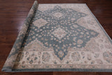Green Peshawar Hand Knotted Wool Rug - 8' 10" X 11' 5" - Golden Nile