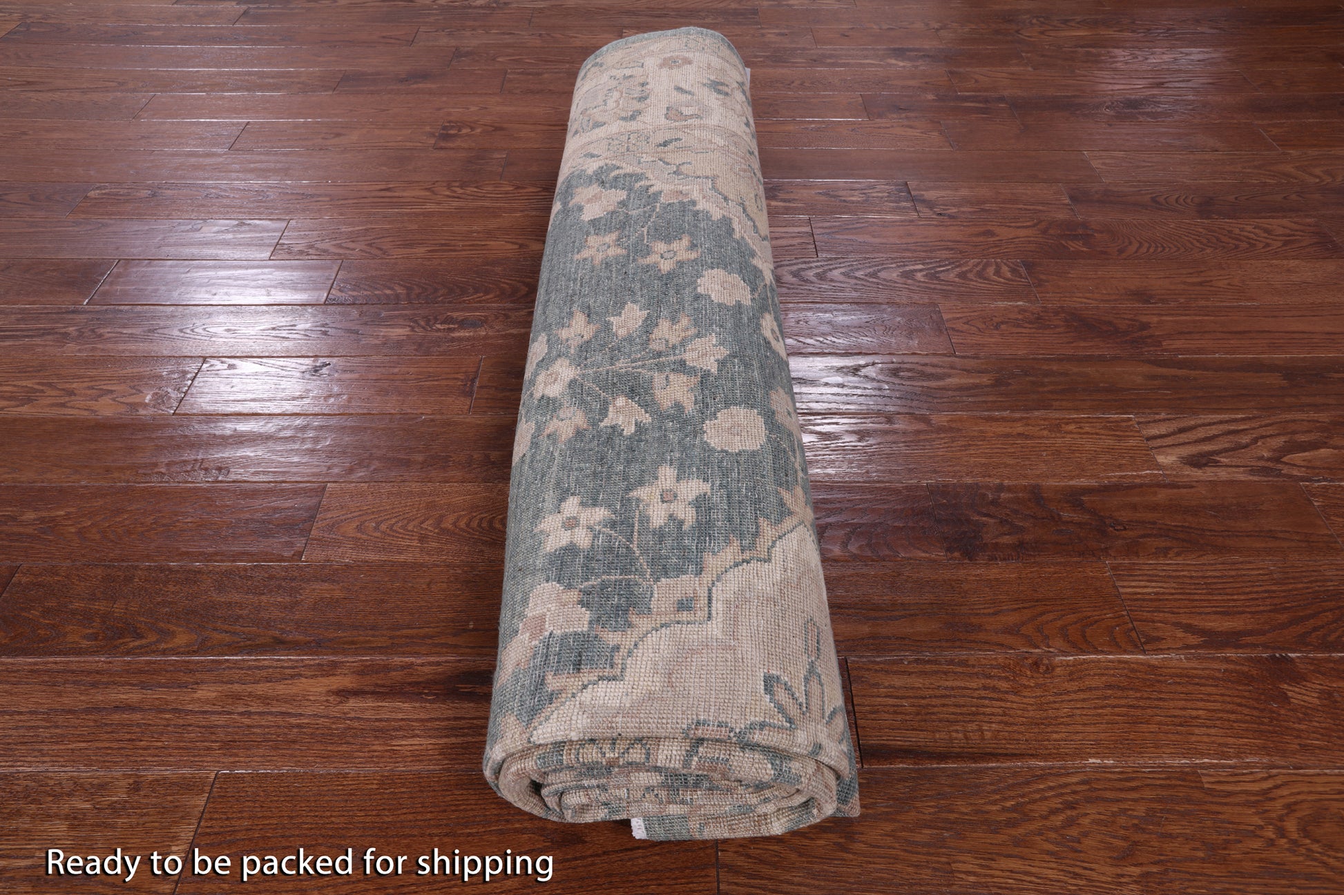 Green Peshawar Hand Knotted Wool Rug - 8' 10" X 11' 5" - Golden Nile
