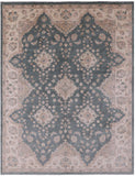 Green Peshawar Hand Knotted Wool Rug - 8' 10" X 11' 5" - Golden Nile