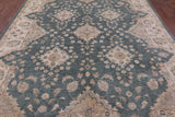 Green Peshawar Hand Knotted Wool Rug - 8' 10" X 11' 5" - Golden Nile