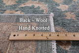 Green Peshawar Hand Knotted Wool Rug - 8' 10" X 11' 5" - Golden Nile