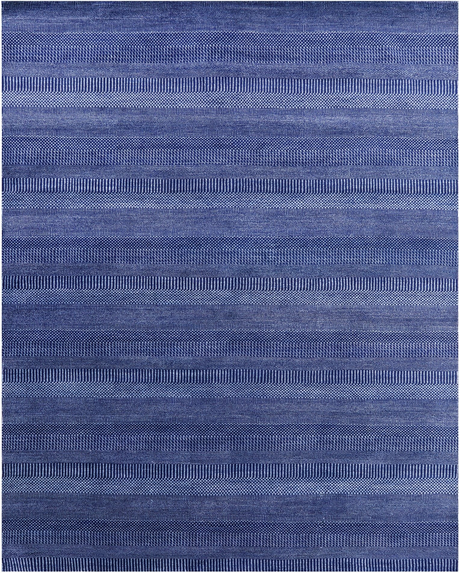 Blue Savannah Grass Hand Knotted Wool & Silk Rug - 8' 0" X 10' 2" - Golden Nile