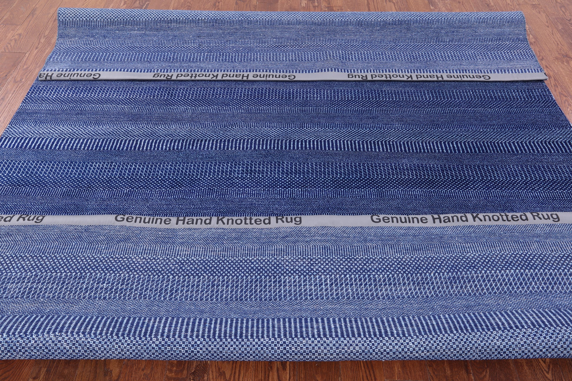 Blue Savannah Grass Hand Knotted Wool & Silk Rug - 8' 0" X 10' 2" - Golden Nile
