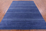 Blue Savannah Grass Hand Knotted Wool & Silk Rug - 8' 0" X 10' 2" - Golden Nile