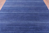 Blue Savannah Grass Hand Knotted Wool & Silk Rug - 8' 0" X 10' 2" - Golden Nile