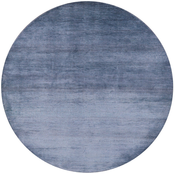 Round Savannah Grass Hand Knotted Wool & Silk Rug - 6' 10" X 6' 10" - Golden Nile
