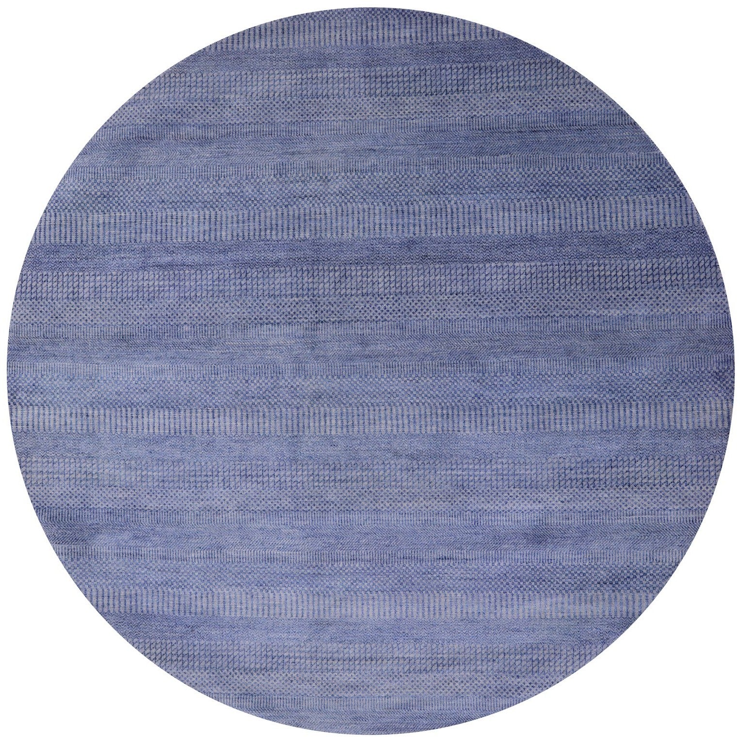 Blue Round Savannah Grass Handmade Wool & Silk Rug - 6' 11" X 6' 11" - Golden Nile