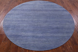 Blue Round Savannah Grass Handmade Wool & Silk Rug - 6' 11" X 6' 11" - Golden Nile