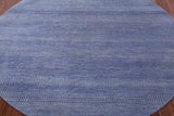 Blue Round Savannah Grass Handmade Wool & Silk Rug - 6' 11" X 6' 11" - Golden Nile