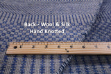 Blue Round Savannah Grass Handmade Wool & Silk Rug - 6' 11" X 6' 11" - Golden Nile