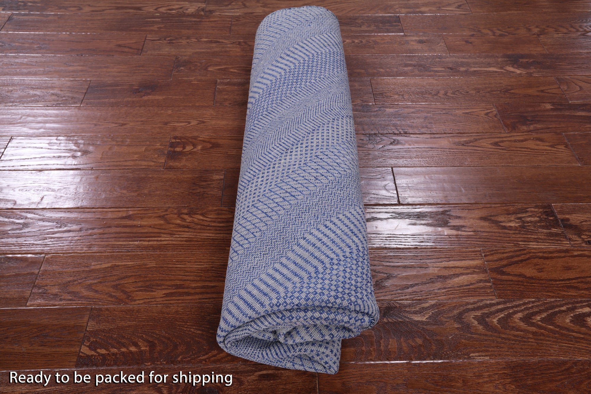 Blue Round Savannah Grass Handmade Wool & Silk Rug - 6' 11" X 6' 11" - Golden Nile