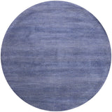 Blue Round Savannah Grass Hand Knotted Wool & Silk Rug - 6' 0" X 6' 0" - Golden Nile