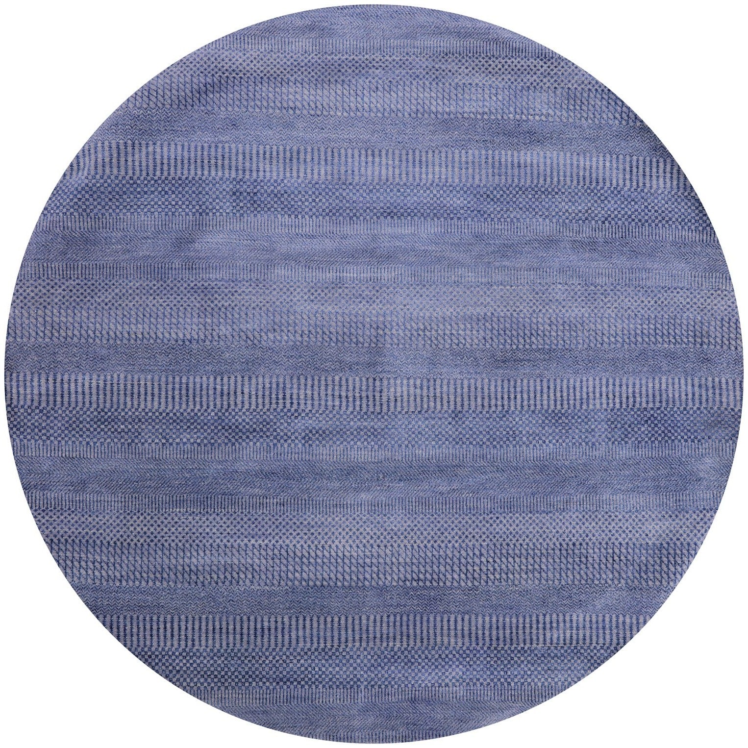 Blue Round Savannah Grass Hand Knotted Wool & Silk Rug - 6' 0" X 6' 0" - Golden Nile
