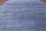 Blue Round Savannah Grass Hand Knotted Wool & Silk Rug - 6' 0" X 6' 0" - Golden Nile