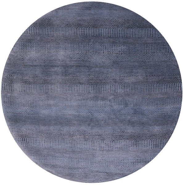 Round Savannah Grass Hand Knotted Wool & Silk Rug - 5' 10" X 5' 11" - Golden Nile