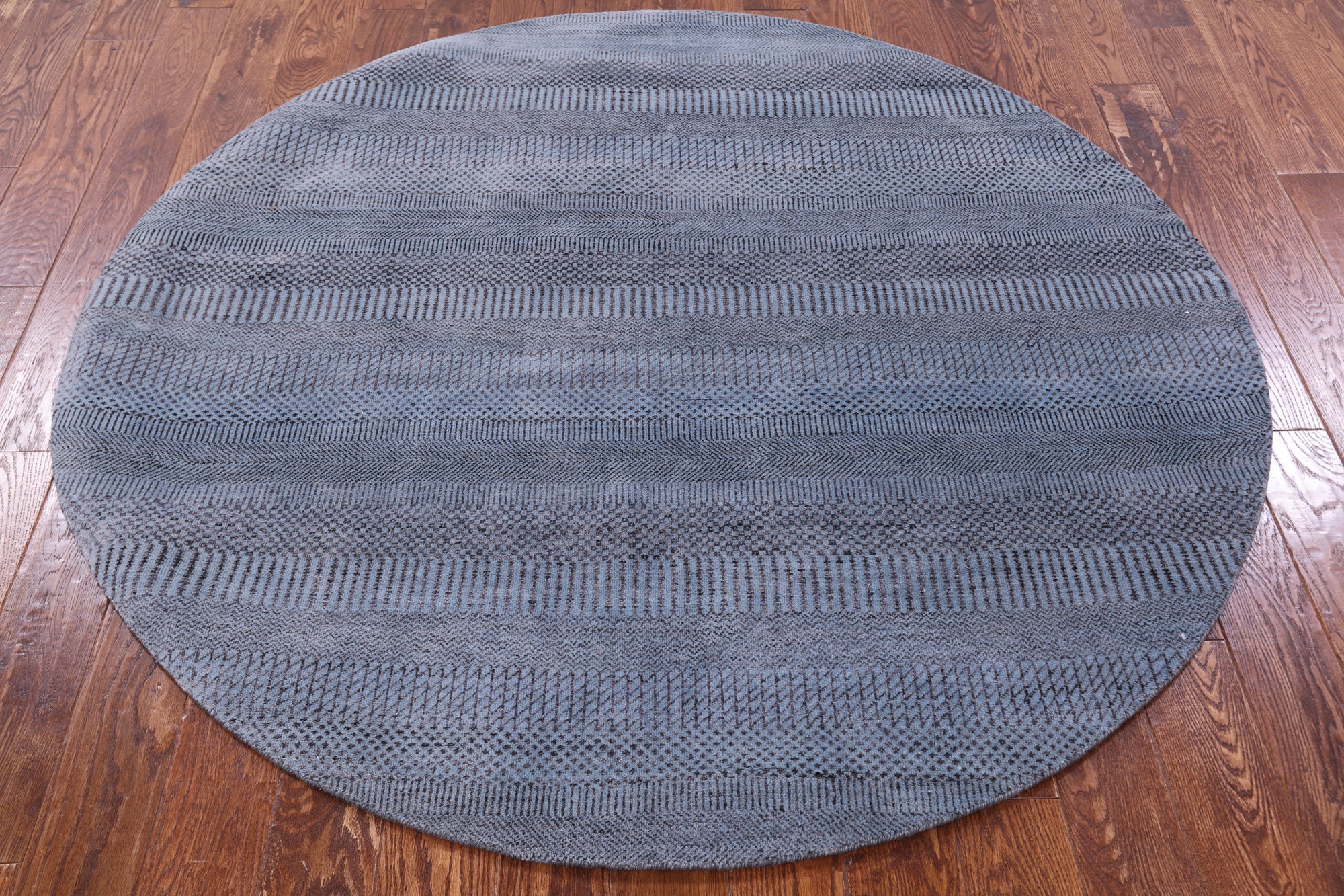 Round Savannah Grass Hand Knotted Wool & Silk Rug - 5' 10" X 5' 11" - Golden Nile