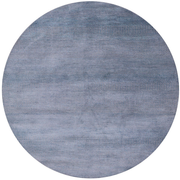 Round Savannah Grass Hand Knotted Wool & Silk Rug - 5' 9" X 5' 9" - Golden Nile