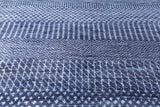 Blue Round Savannah Grass Hand Knotted Wool & Silk Rug - 6' 0" X 6' 1" - Golden Nile