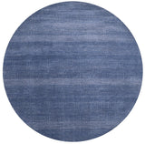 Blue Round Savannah Grass Hand Knotted Wool & Silk Rug - 6' 0" X 6' 0" - Golden Nile