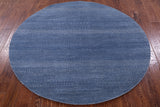 Blue Round Savannah Grass Hand Knotted Wool & Silk Rug - 6' 0" X 6' 0" - Golden Nile