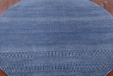 Blue Round Savannah Grass Hand Knotted Wool & Silk Rug - 6' 0" X 6' 0" - Golden Nile
