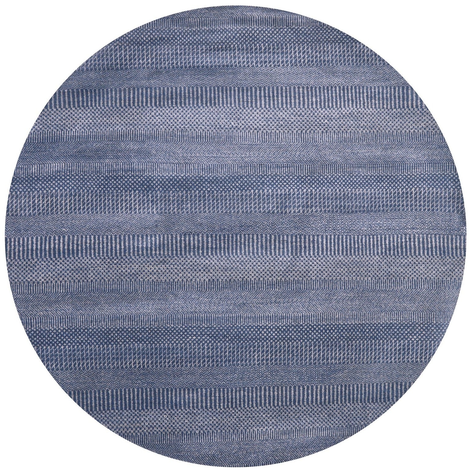Round Savannah Grass Hand Knotted Wool & Silk Rug - 5' 10" X 5' 10" - Golden Nile