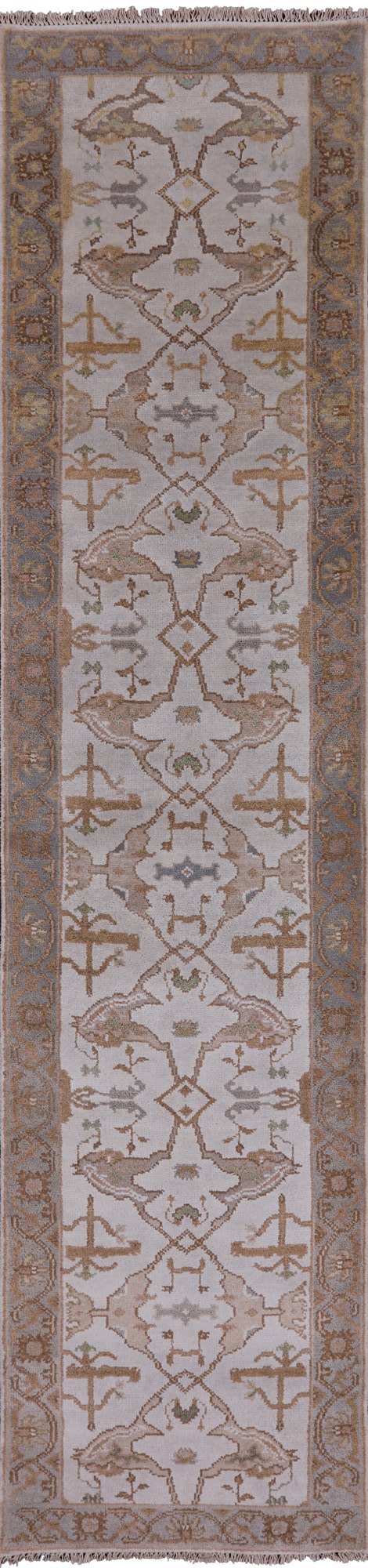 Ivory Turkish Oushak Handmade Wool Runner Rug - 2' 8" X 11' 10" - Golden Nile