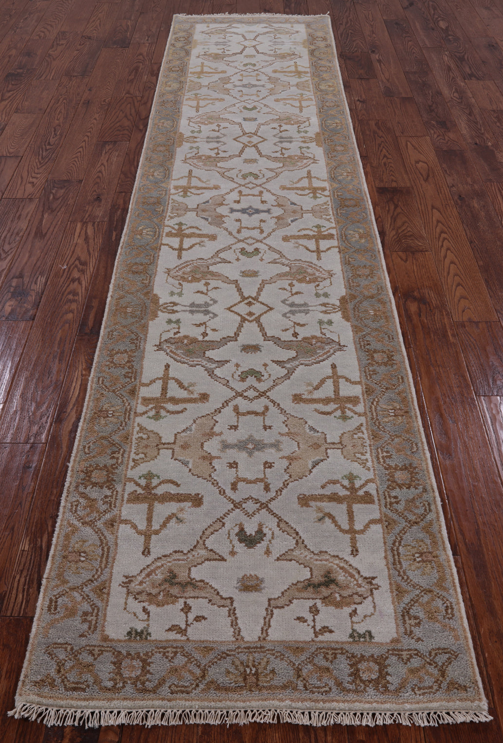 Ivory Turkish Oushak Handmade Wool Runner Rug - 2' 8" X 11' 10" - Golden Nile