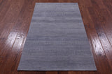Grey Savannah Grass Hand Knotted Wool & Silk Rug - 3' 1" X 5' 2" - Golden Nile