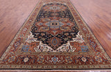 Blue Geometric Heriz Serapi Hand Knotted Wool Rug - 9' 0" X 17' 10" - Golden Nile