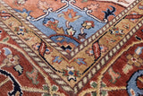 Blue Geometric Heriz Serapi Hand Knotted Wool Rug - 9' 0" X 17' 10" - Golden Nile