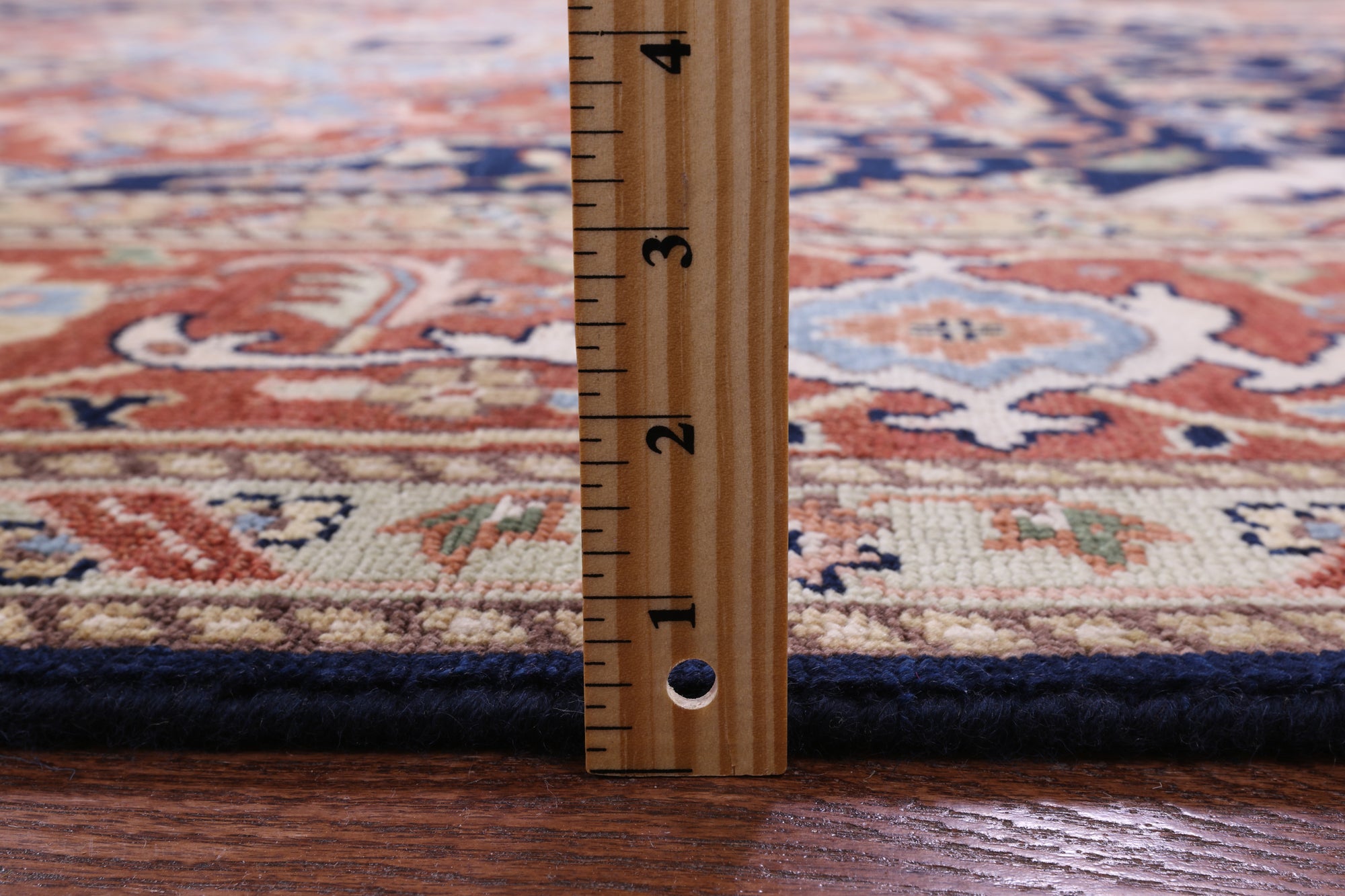 Blue Geometric Heriz Serapi Hand Knotted Wool Rug - 9' 0" X 17' 10" - Golden Nile
