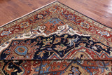 Blue Geometric Heriz Serapi Hand Knotted Wool Rug - 9' 0" X 17' 10" - Golden Nile