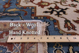 Ivory Geometric Heriz Serapi Hand Knotted Wool Rug - 5' 11" X 8' 11" - Golden Nile